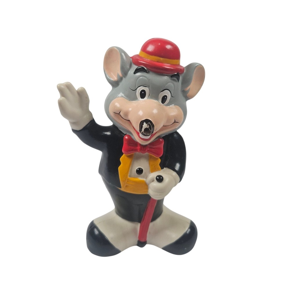 1993 CHUCK E CHEESE SHOWBIZ PIZZA "TUX ERA" VINTAGE 6" PLASTIC BANK BROKEN NOSE